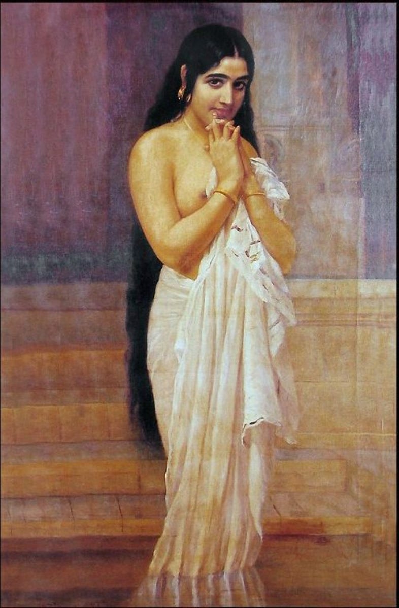 Fresh from Bath, by Ravi Varma