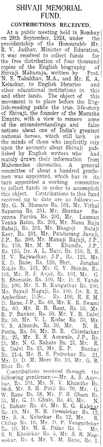 Times of India article dated April 14, 1925 regarding the fund-raising for the book.
