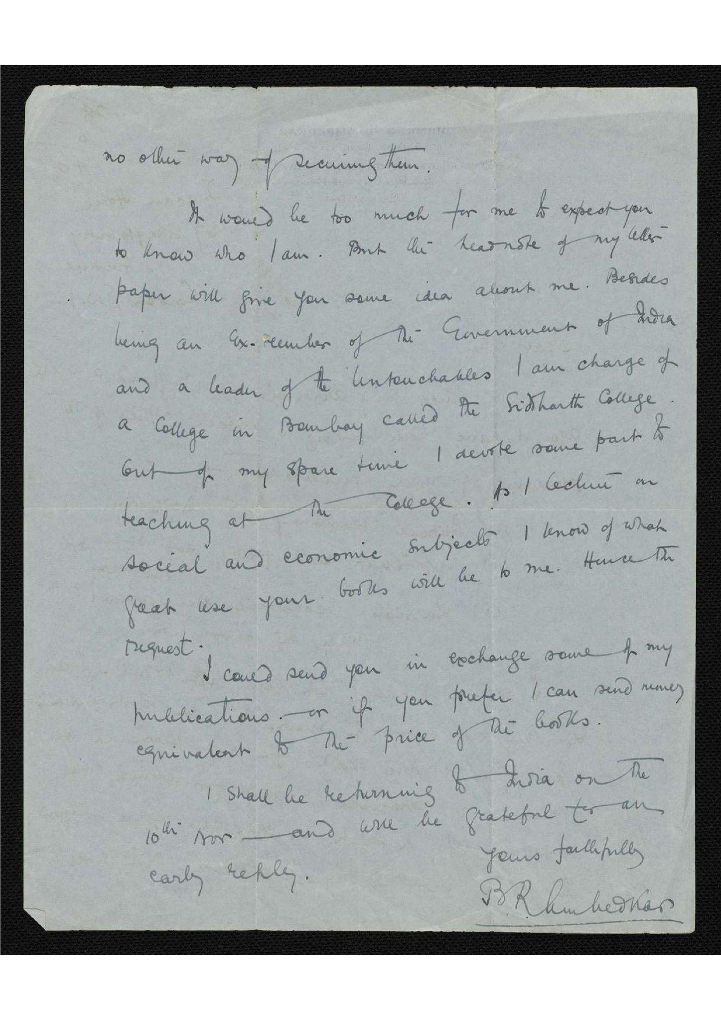 Letter from Dr. Ambedkar to Maurice Dobb, page 2