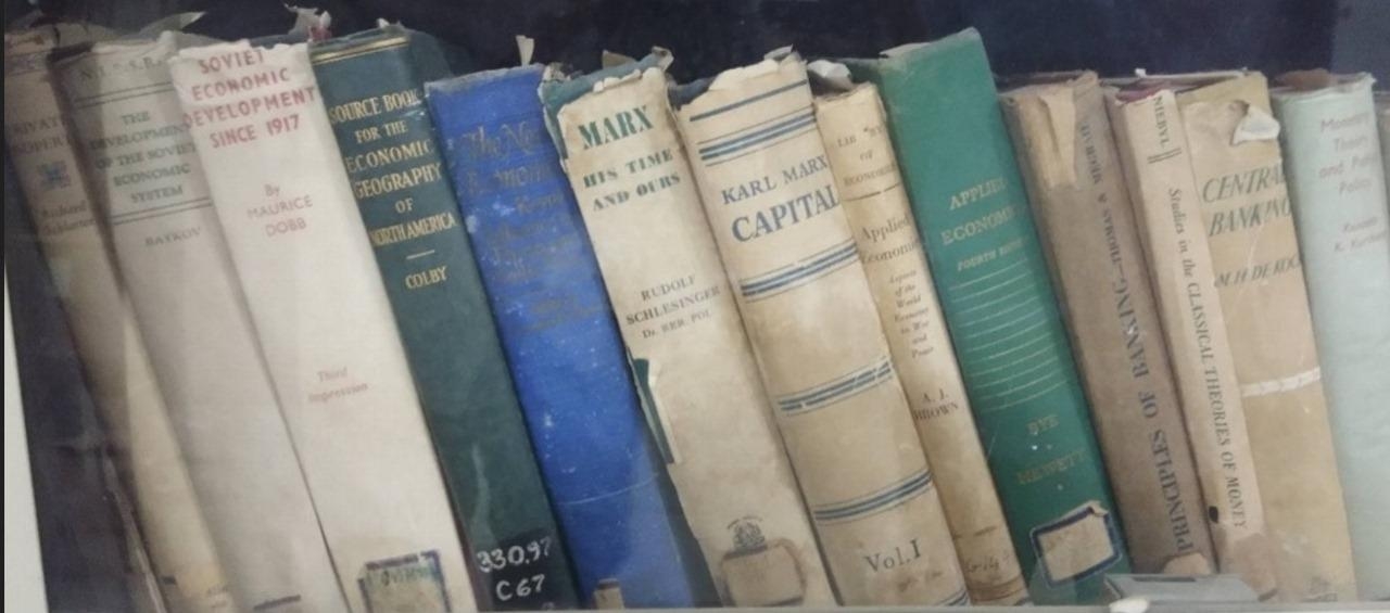 Dobb’s book is third from the left